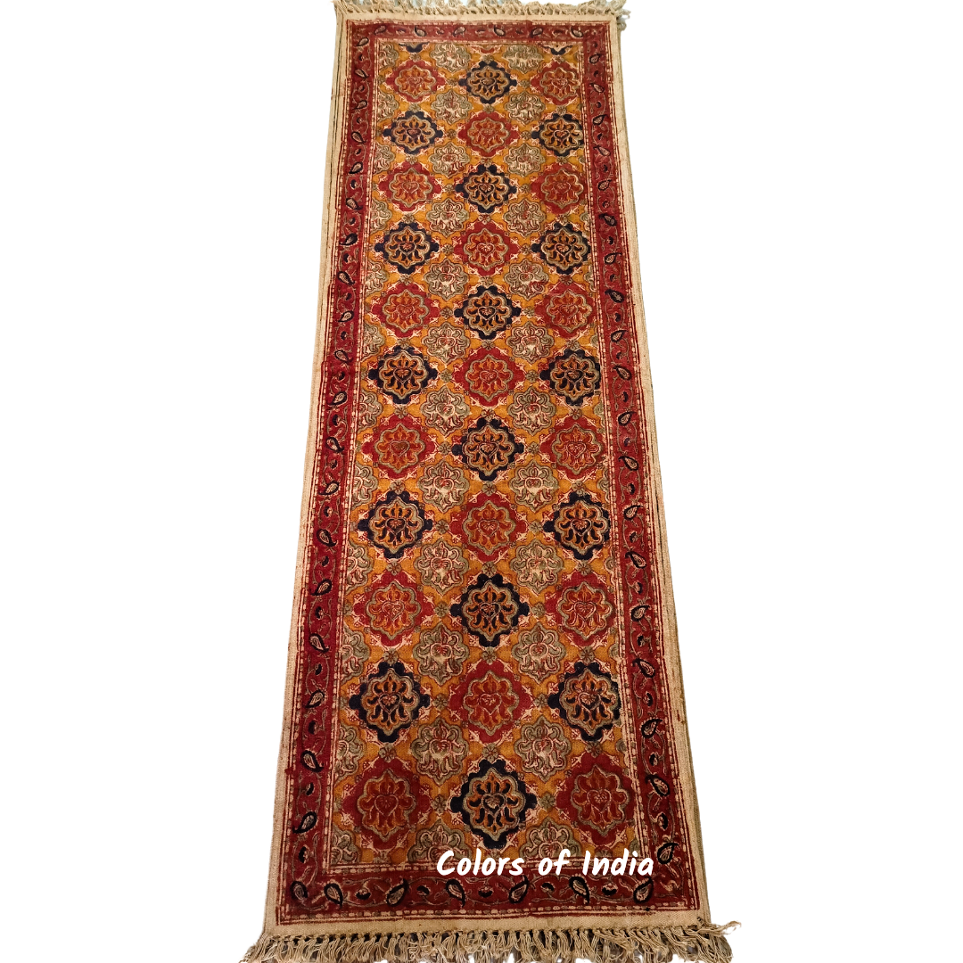 2 Feet X 6 Feet Kalamkari Bedside Runners , Floor runners , Bedroom Runners , FREE DELIVERY