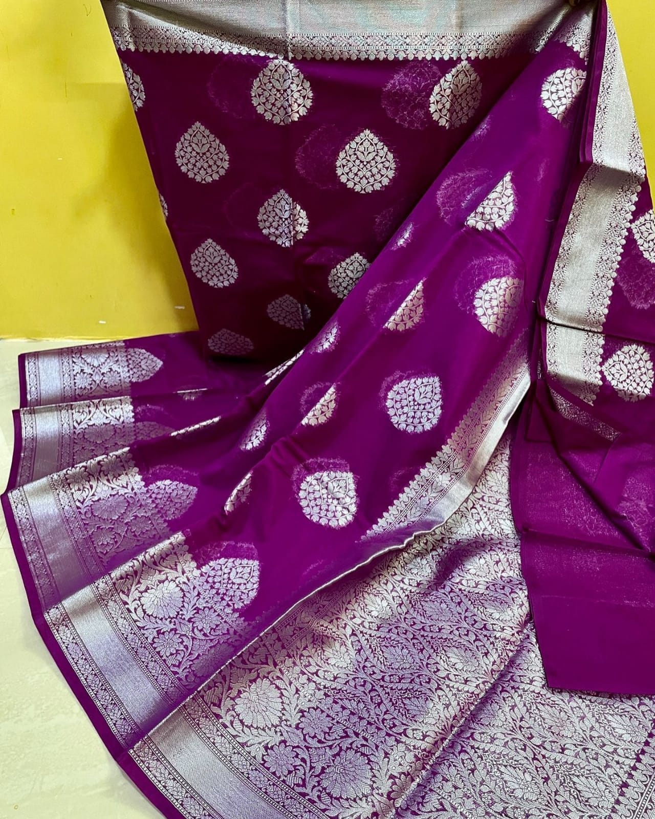 Purple Banarasi Semi Georgette Saree with Blouse Piece