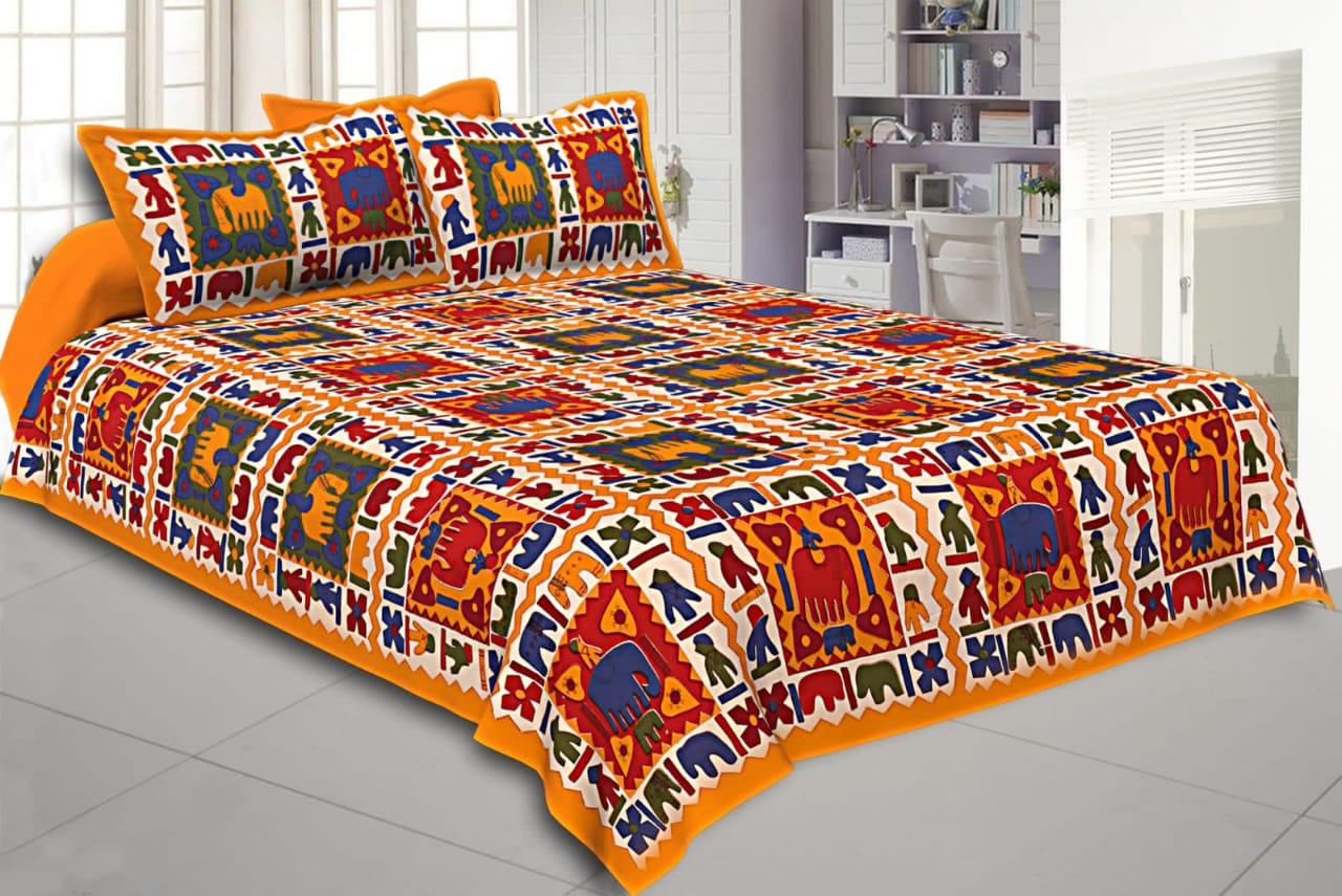 Multicoloured Cotton Bedspread with matching Pillow Covers