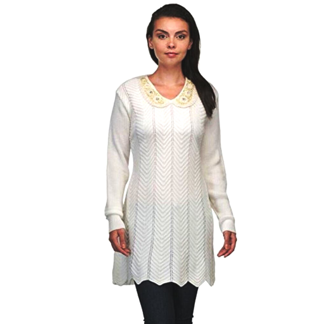 White woollen sweater for women