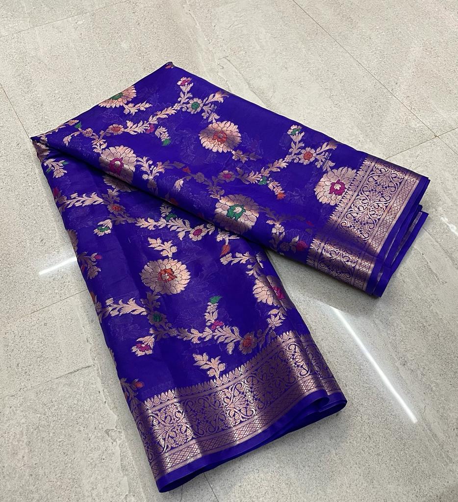 Banarasi zari booti party wear semi georgette saree