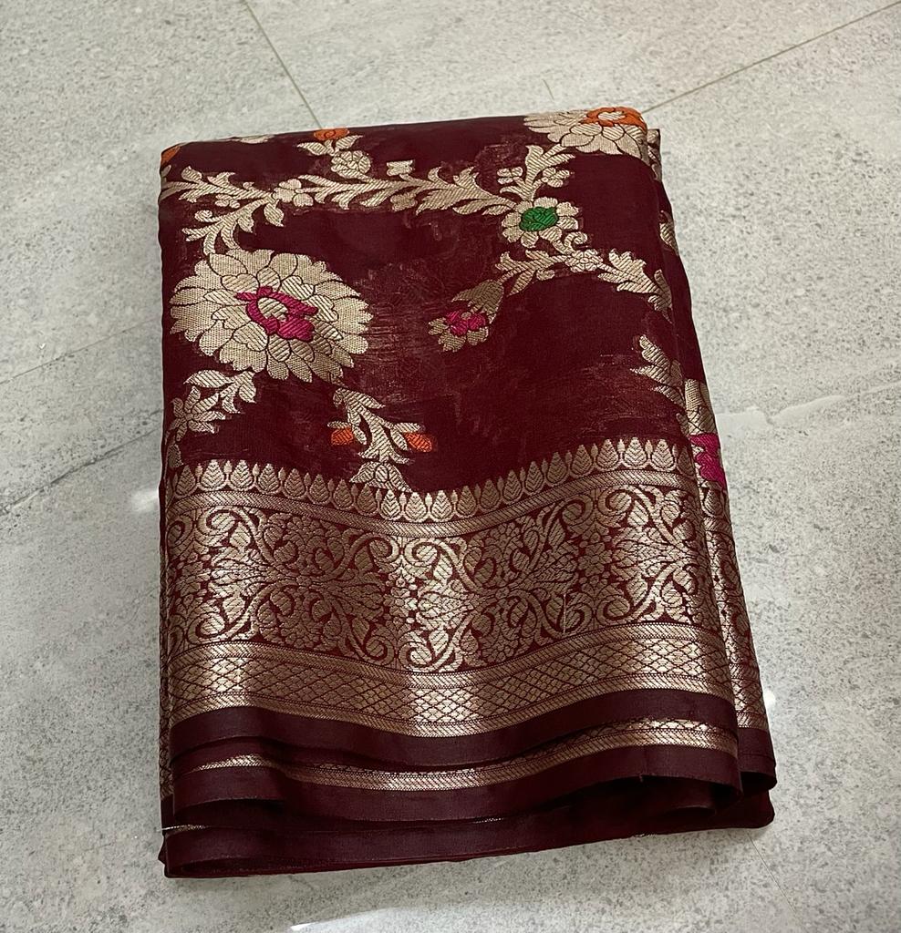 Banarasi zari booti party wear semi georgette saree