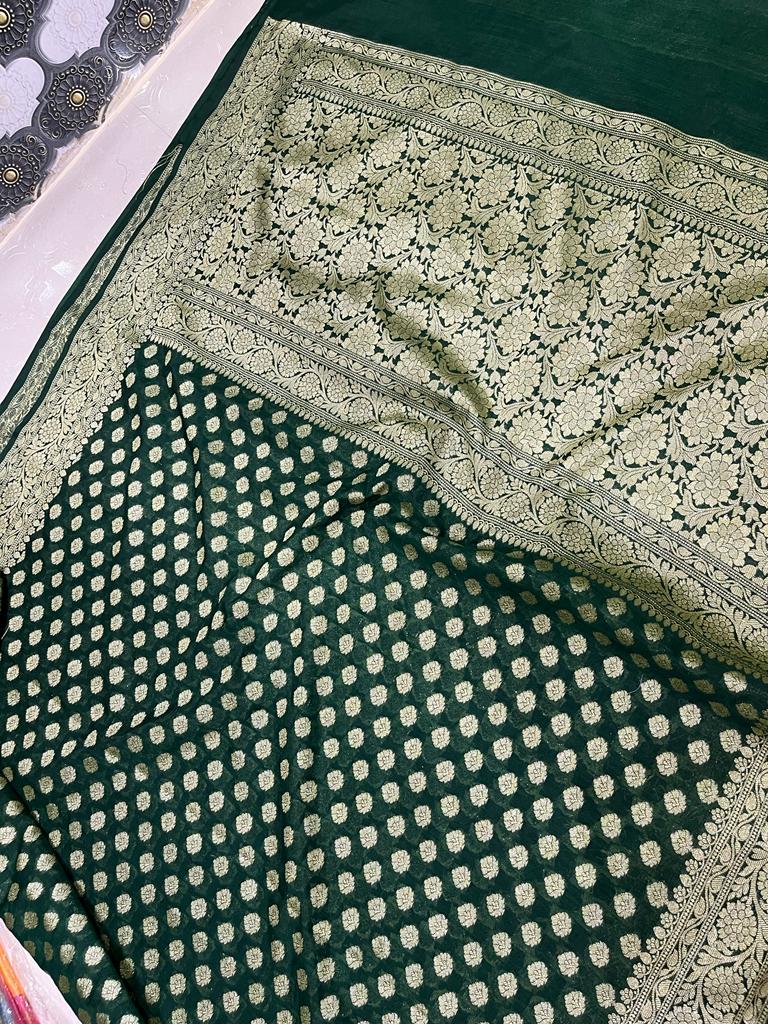 Black Semi Georgette Sarees with Blouse Piece
