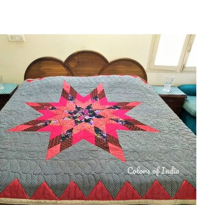 Black patchwork queen size quilt / double bed quilt
