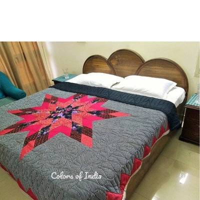 Black patchwork queen size quilt / double bed quilt