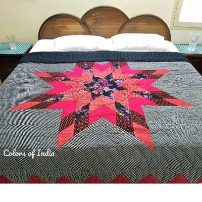 Black patchwork queen size quilt / double bed quilt