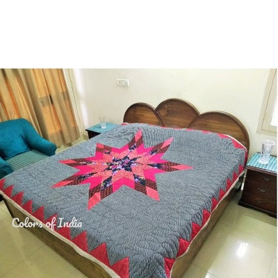 Black patchwork queen size quilt / double bed quilt