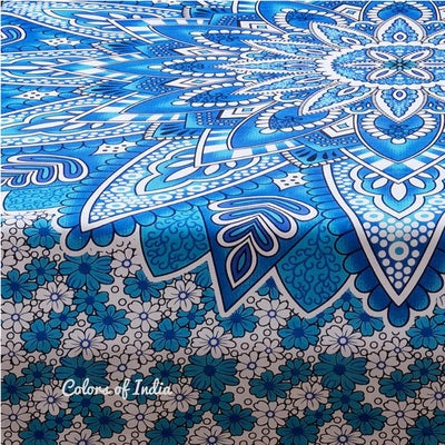Blue Cotton Quilt Cover / Razai Cover / Duvet Cover Queen Size With Zipper