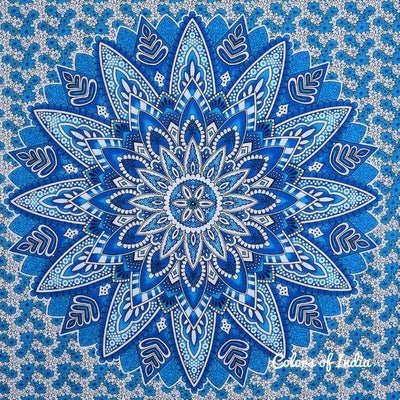 Blue Cotton Quilt Cover / Razai Cover / Duvet Cover Queen Size With Zipper