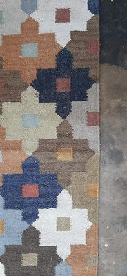 3 Feet x 5 Feet Multi Color Wool and Cotton Rug / Dhurrie