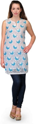 Colors of India White Georgette Embroidered Kurti for Women , Chest 38 Inches