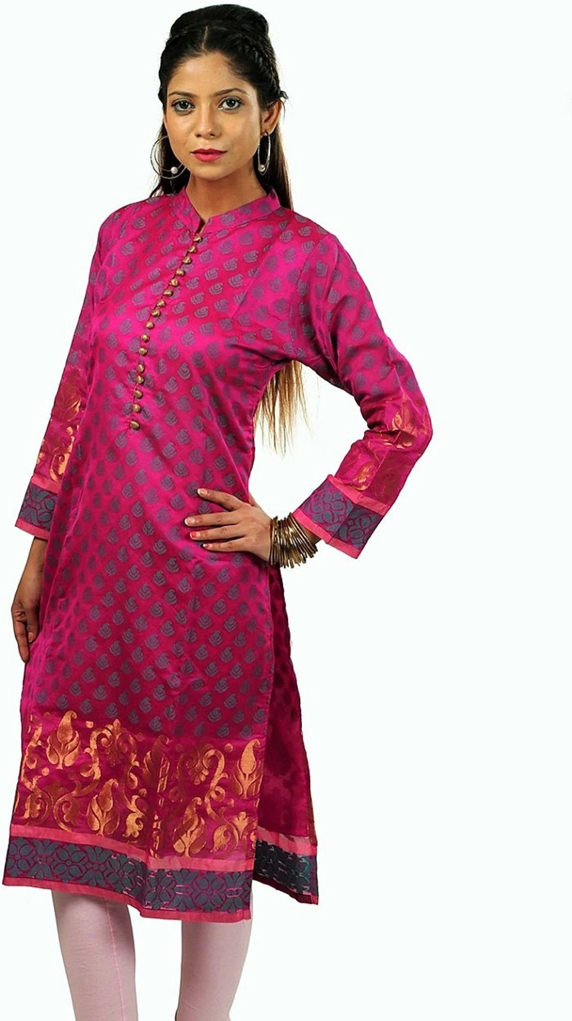 Pink chanderi cotton kurta