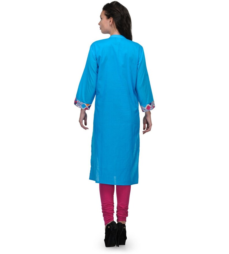 Blue embroidered plus size kurta