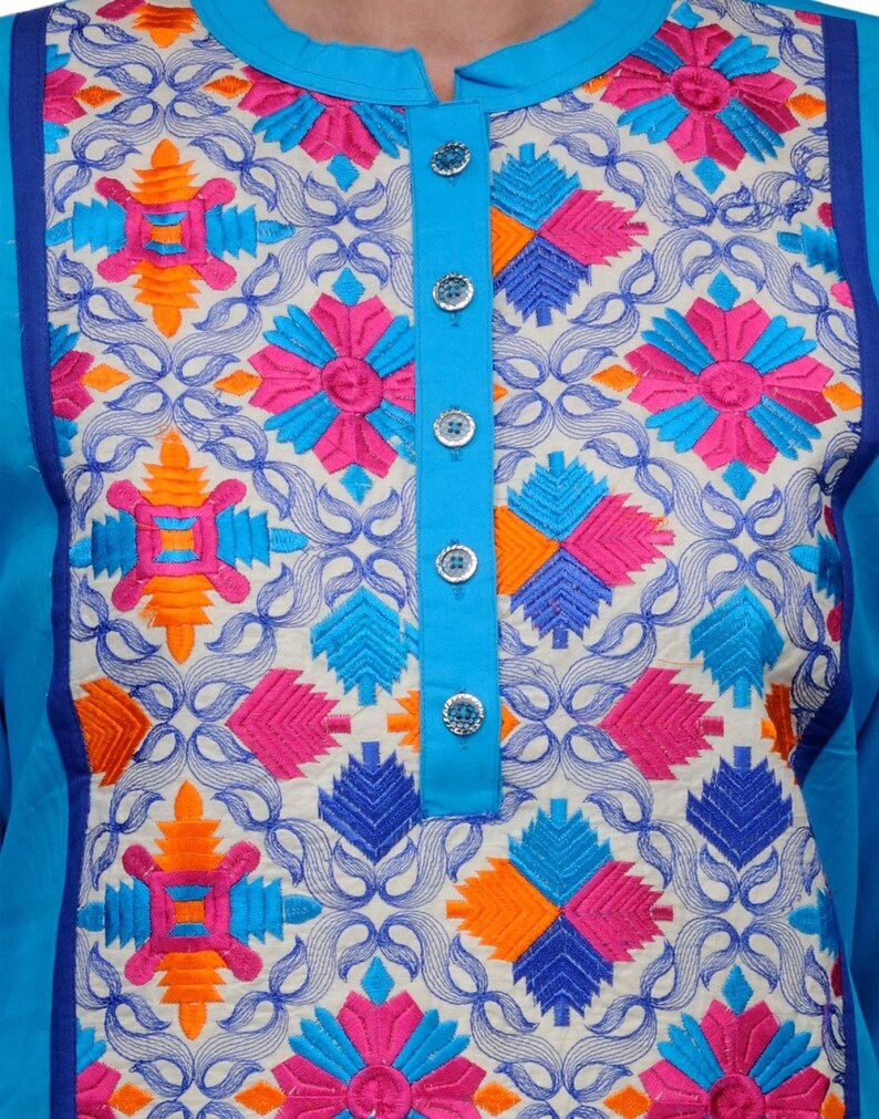 Blue embroidered plus size kurta