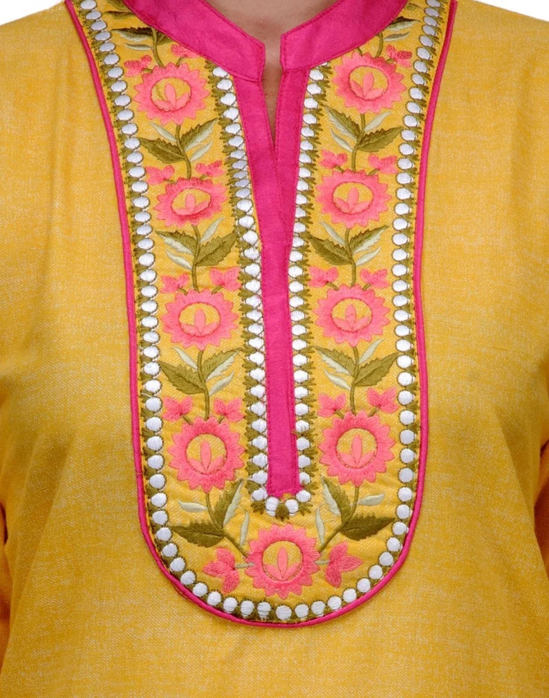 Yellow plus size kurta for women , Chest - 44 - Inches