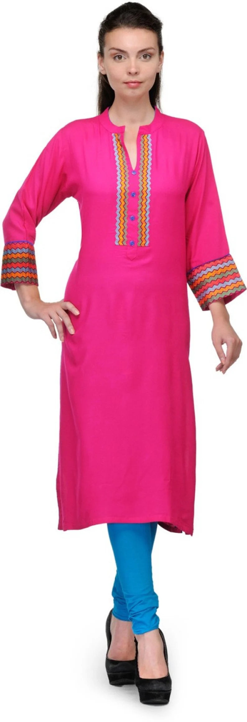 Pink long kurta for women , Chest - 42 Inches