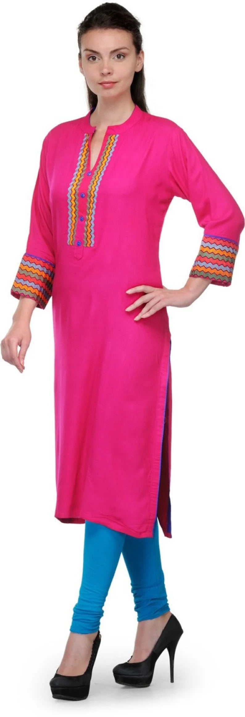 Pink long kurta for women , Chest - 42 Inches