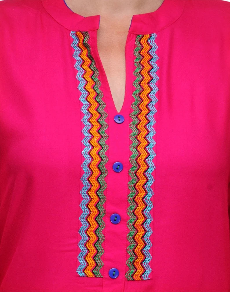 Pink long kurta for women , Chest - 42 Inches