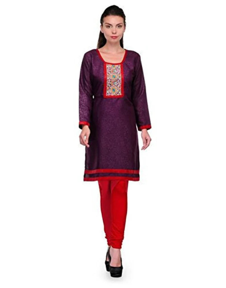Purple spun winter wear kurti for women, Chest 40 Inches