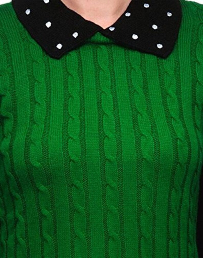 Green / Black woollen sweater for women