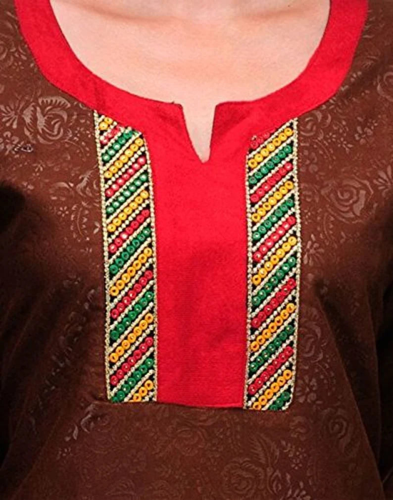Brown Winter Wear Casual Kurta for Women, Chest 42 Inches