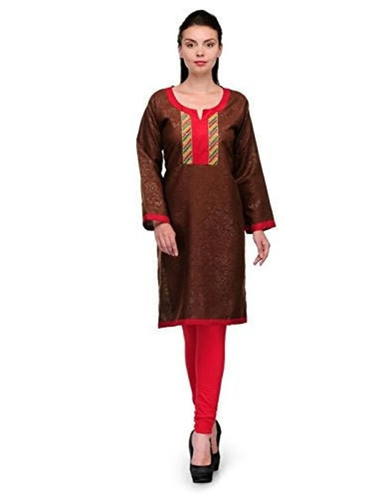 Brown Winter Wear Casual Kurta for Women, Chest 42 Inches