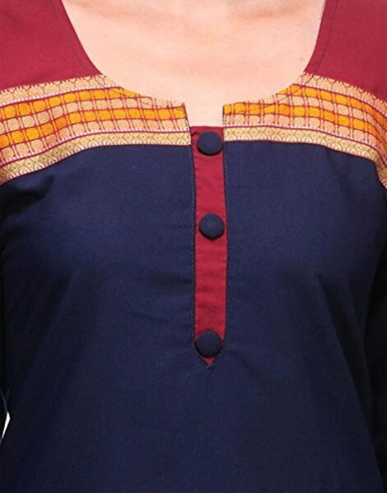 Navy Spun Winter Wear Kurti , Chest 40 Inches