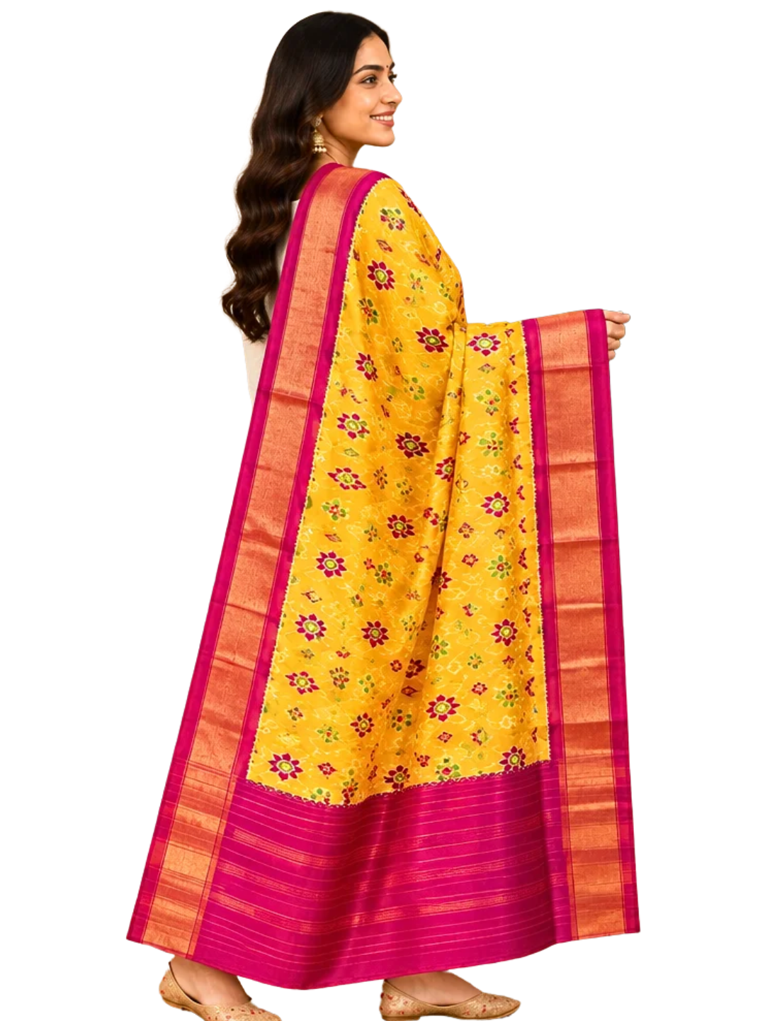 Yellow pure silk dupatta , Handwoven festive wear dupatta , SILK  MARK CERTIFIED