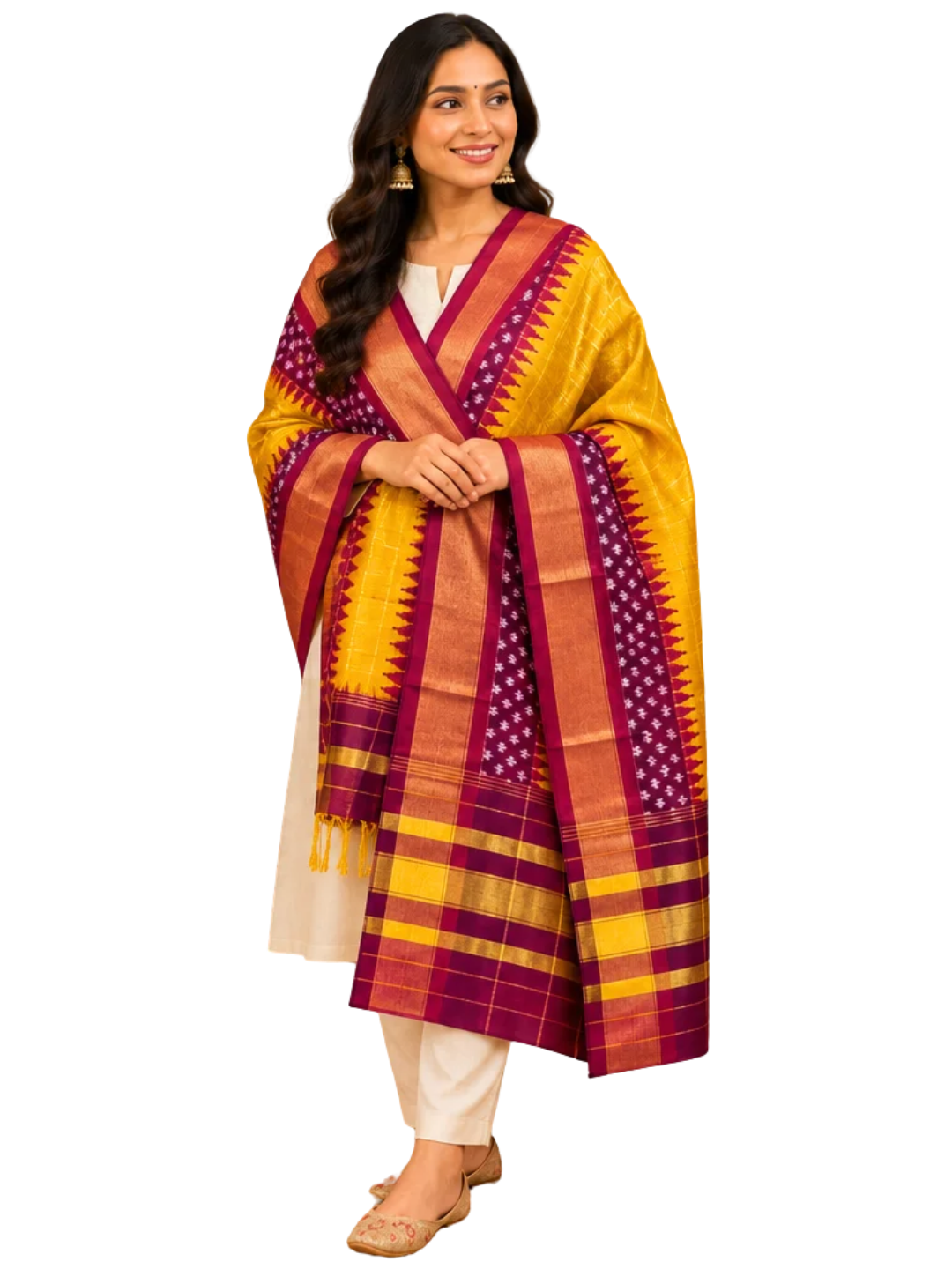 Handloom Silk Ikat Dupatta | Traditional Elegance for Special Occasions SILK MARK CERTIFIED