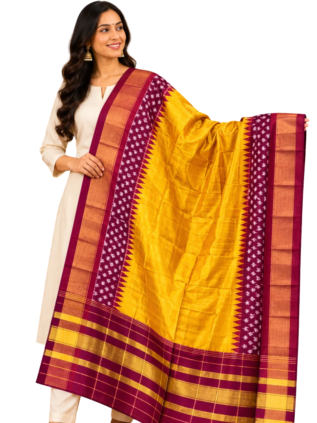 Handloom Silk Ikat Dupatta | Traditional Elegance for Special Occasions SILK MARK CERTIFIED