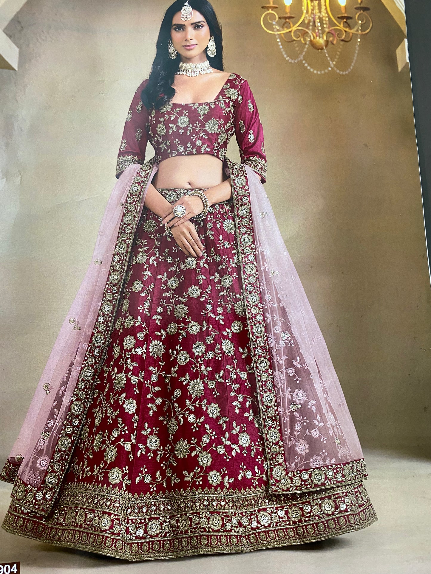 Magenta  Heavy Embroidered Lehenga Choli , Designer Wedding  and Festive Wear