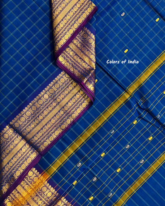 kanchi check saree with border , Cotton sarees for women , Summer saree , Kanchi saree , FREE SHIPPING