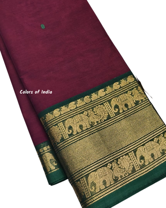Traditional handwoven kanchi cotton saree , Free Delivery