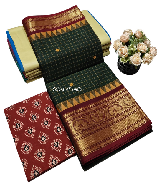 kanchipuram cotton saree , Cotton sarees for women , Cotton Saree Blouse , Summer saree , Kanchi saree , FREE DELIVERY
