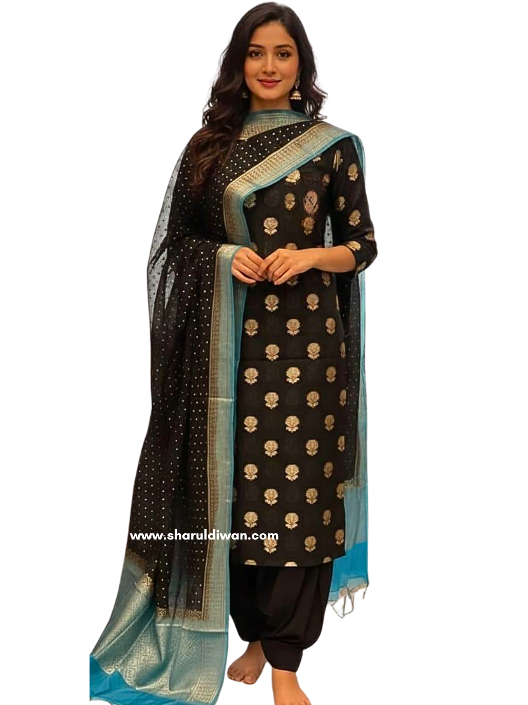 Black Party Wear Punjabi Suit , Black Salwar Suit Women , Party & Festive Wear Suit