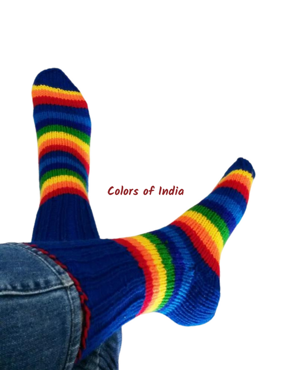 Ladies Handknitted Multicolor Woollen Socks  , FREE  DELIVERY