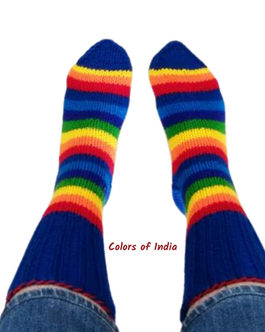 Ladies Handknitted Multicolor Woollen Socks  , FREE  DELIVERY