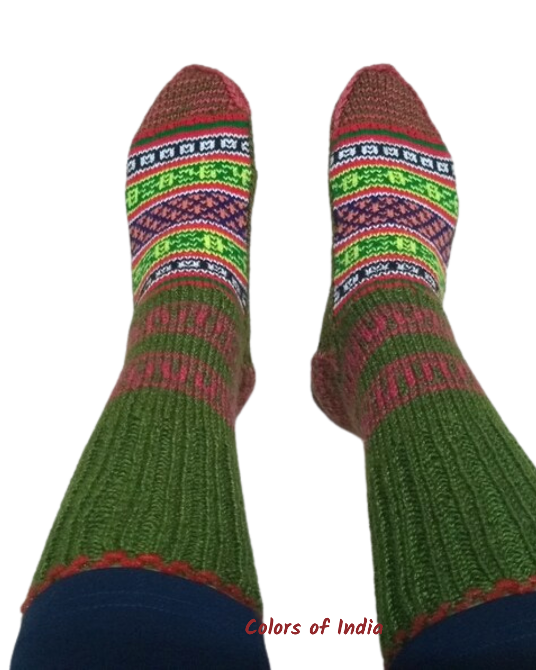 Ladies Olive Green Handknitted Woollen Socks  ,FREE DELIVERY