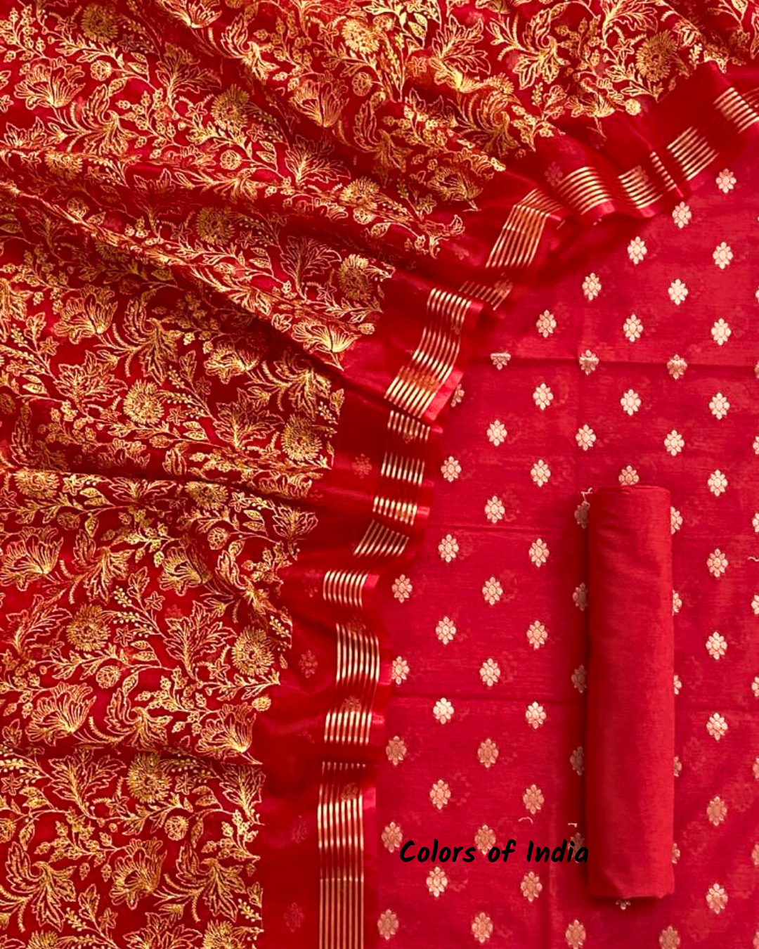 Banarasi   Chanderi  Cotton Unstitched Suits  , FREE  DELIVERY