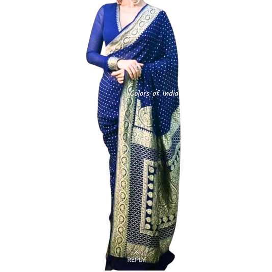 Banarasi  Semi Georgette Saree with zari work  , FREE  DELIVERY