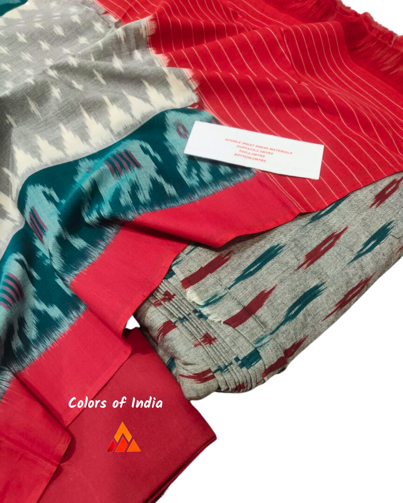 Ikat Dress  Material , Cotton Ikat Salwar Suit & Dupatta Set  , FREE  DELIVERY