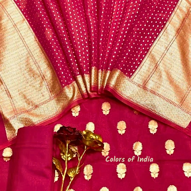 Banarasi   Chanderi   Unstitched Suits  , FREE  DELIVERY