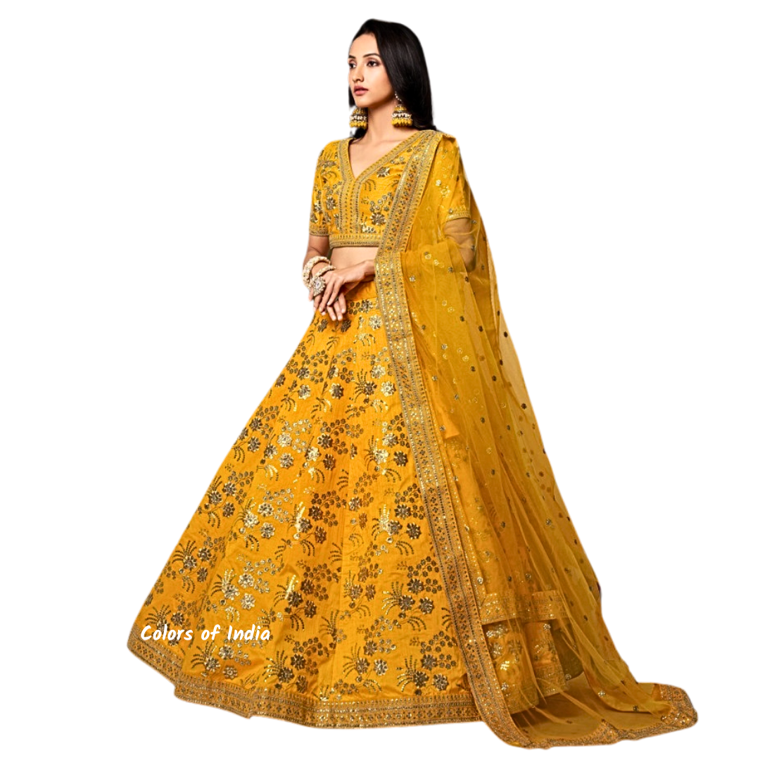 Punjabi lehenga , Lehenga for women , Wedding lehenga red , Semi -stitched Lehenga , FREE DELIVERY