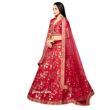 Punjabi lehenga , Lehenga for women , Wedding lehenga red , Semi -stitched Lehenga , FREE DELIVERY
