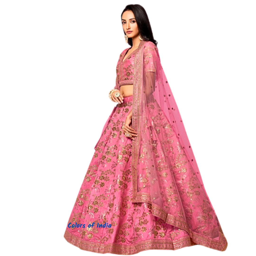 Punjabi lehenga , Lehenga for women , Wedding lehenga red , Semi -stitched Lehenga , FREE DELIVERY