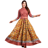 Yellow   Cotton Lehenga Choli  for Women  , FREE  DELIVERY