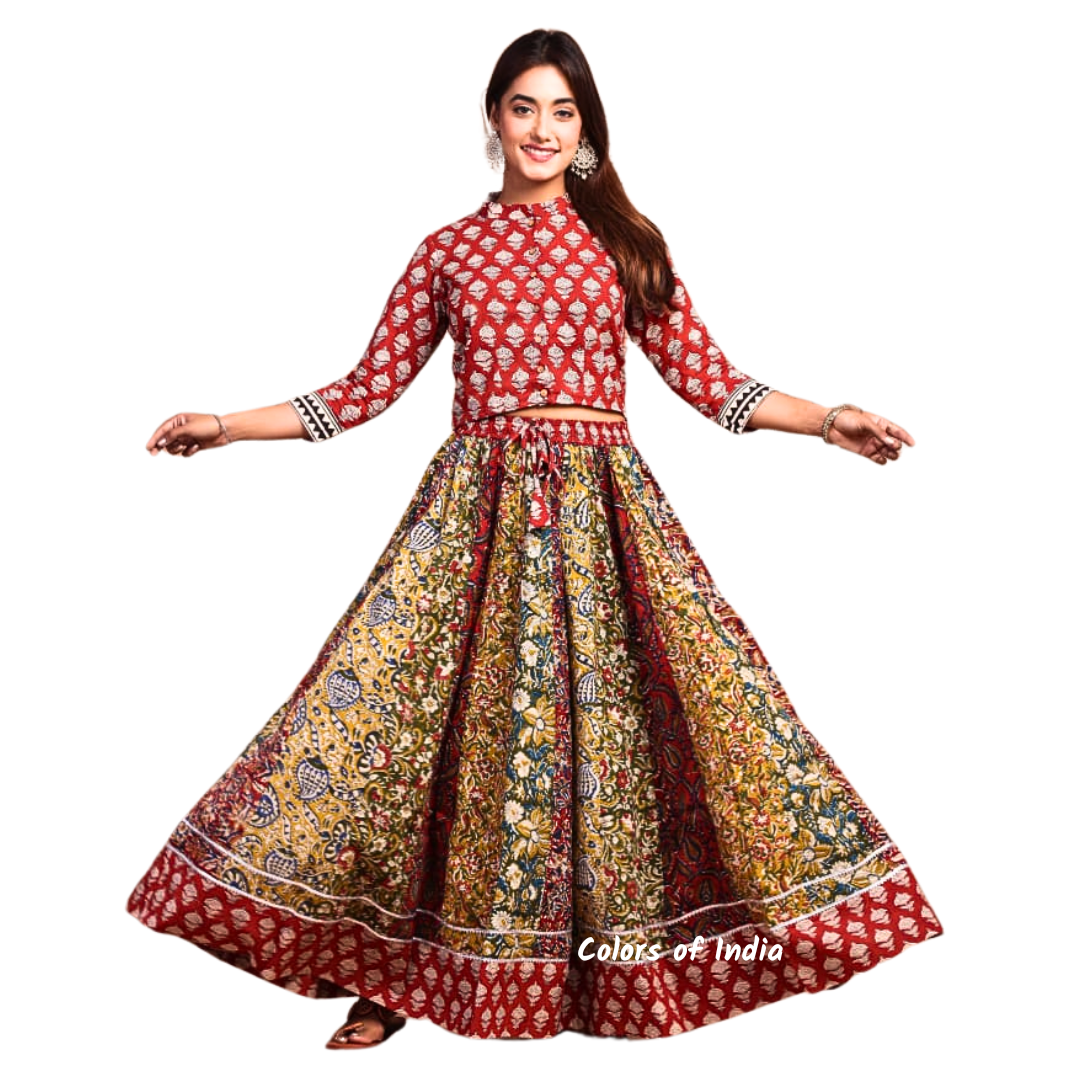 Multicolored Kalidaar  Cotton Lehenga Choli  for Women  , FREE  DELIVERY