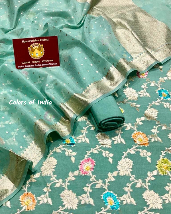 Summer party wear chanderi cotton dress material , Free delivery