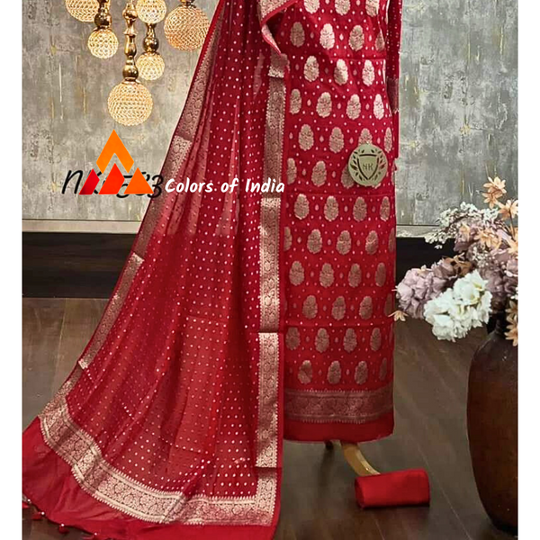 Banarasi Silk Georgette Suit Set , FREE DELIVERY