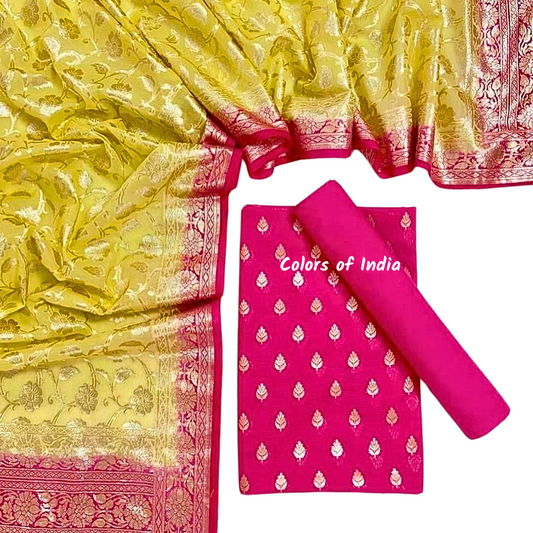 Banarasi  Chanderi Cotton Unstitched Suits  , FREE  DELIVERY